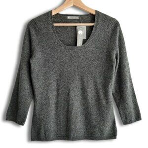 InCASHMERE 100% Cashmere Scoop Neck Sweater Grey Sz M